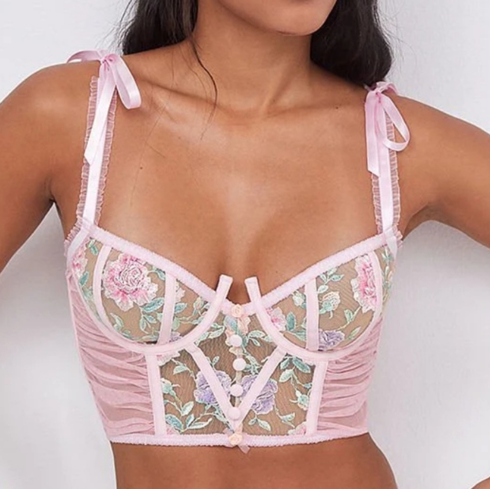 for love and lemons pastel watercolor rose bustier in M